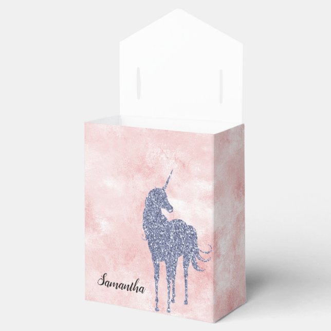 Blush Pink Purple Glitter Unicorn Favour Box (Opened)