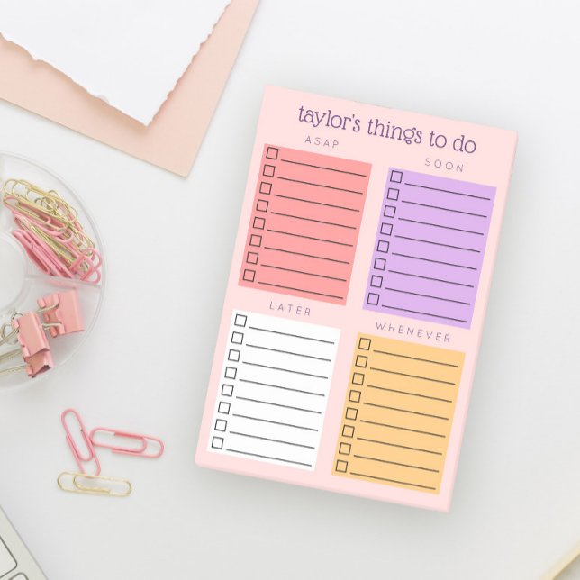 Blush Pink Purple Organised Things to Do Post-it Notes (Creator Uploaded)