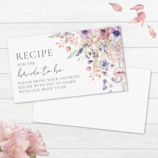 Blush Pink Purple Wildflower Recipe Enclosure Card (Blush Pink Purple Wildflower Recipe Enclosure Card)