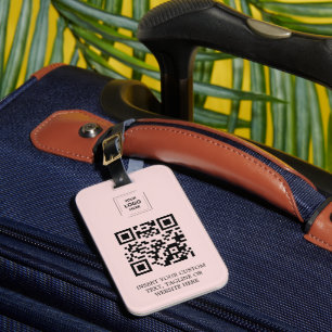 Blush Pink QR Branding Style Luggage Tag