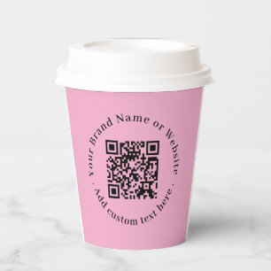 Blush Pink QR Code Branding Modern Style Paper Cup