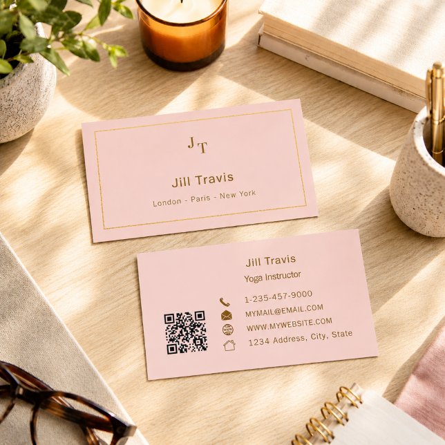 Blush pink QR code Business Card (Creator Uploaded)