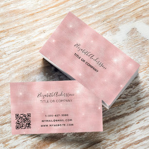 Blush pink qr code business card