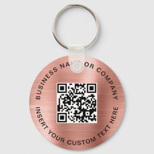 Blush Pink QR Code Modern Business  Key Ring