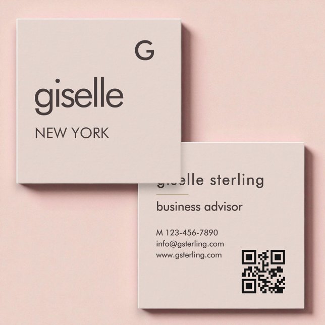 Blush Pink QR Code Square Business Card (Creator Uploaded)