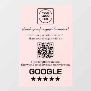 Blush Pink QR   Google Reviews Business Display