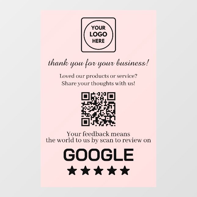 Blush Pink QR | Google Reviews Business Display (Sheet)