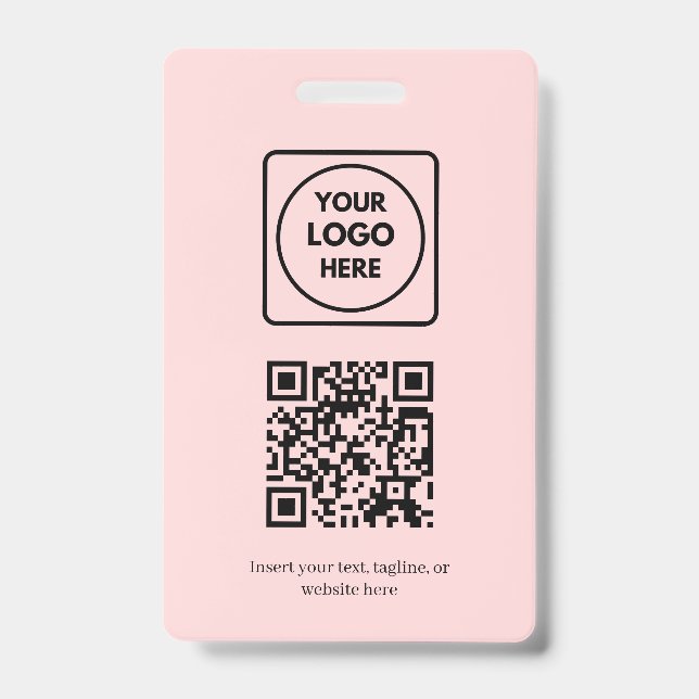 Blush Pink QR | Professional Business Logo Design ID Badge (Front)