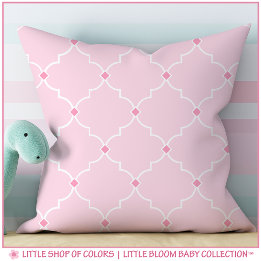 Blush Pink Quatrefoil Baby Girl Nursery Cushion