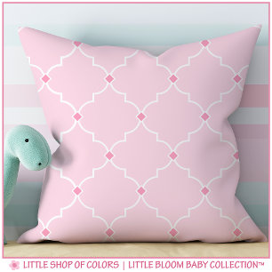 Blush Pink Quatrefoil Baby Girl Nursery Cushion