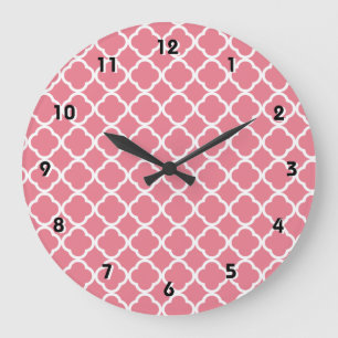 Blush Pink Quatrefoil Large Clock