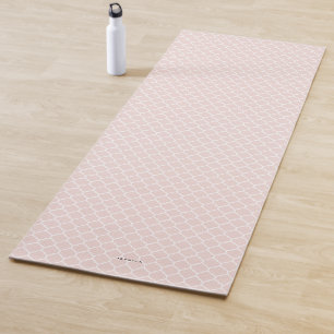 Blush Pink Quatrefoil Pattern Personalised Yoga Mat