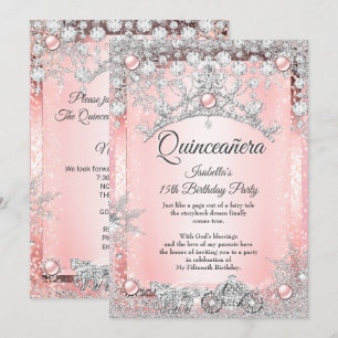 Blush Pink Quinceanera 15th Winter Carriage Invitation