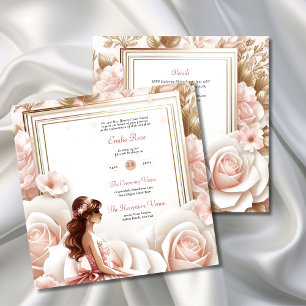 Blush Pink Quinceanera Ceremony Reception     Invitation