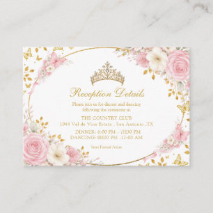 Blush Pink Quinceañera Golden Butterfly Enclosure Card