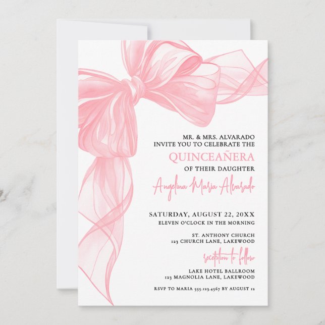 Blush Pink Quinceanera Invitation (Front)
