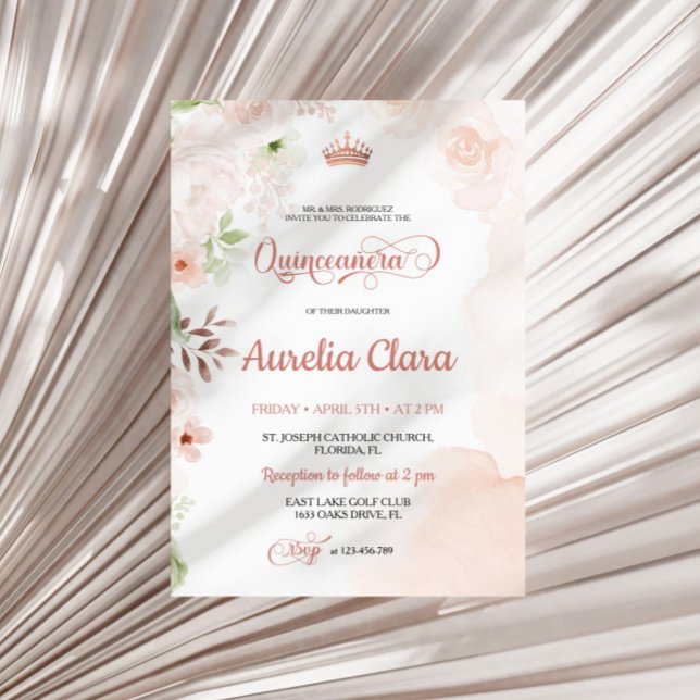 Blush Pink Quinceanera Invitation (Creator Uploaded)