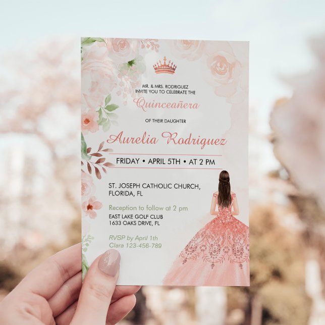Blush Pink Quinceanera Invitation (Creator Uploaded)