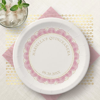 Blush Pink Quinceanera Paper Plate
