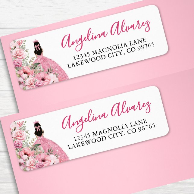 Blush Pink Quinceanera Return Address (Blush Pink Quinceanera Return Address label)