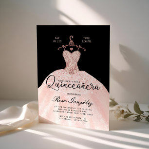 Blush Pink Quinceañera Roya Gown Black Invitation