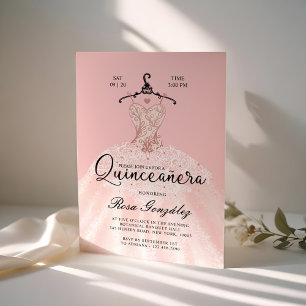 Blush Pink Quinceañera Roya Gown Blush Pink Invitation