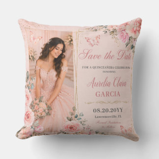 Blush Pink Quinceañera Throw Pillow
