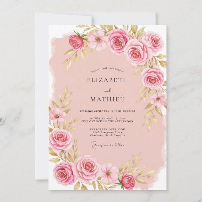 Blush Pink Radiant Spring Wedding Invitation (Front)