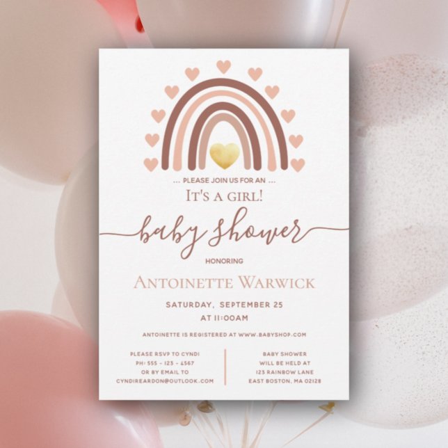 Blush Pink Rainbow Baby Shower Invitation (Creator Uploaded)