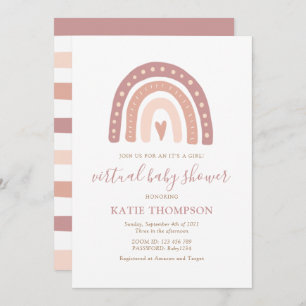 Blush Pink Rainbow It’s a Girl Virtual Baby Shower Invitation