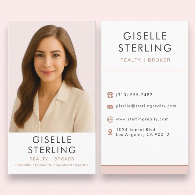 Blush Pink Real Estate Agent Broker  Business Card (Creator Uploaded)
