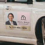 Blush Pink Real Estate Agent Modern Gold Photo Car Magnet<br><div class="desc">Real Estate Agent Modern Blush Pink & Gold Realtor Custom Photo Car Magnets.</div>