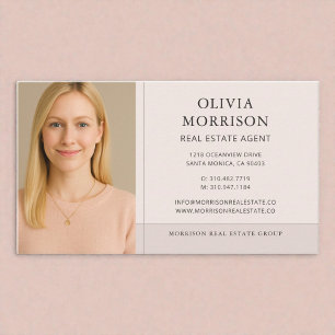 Blush Pink Real Estate Agent Photo  Business Card