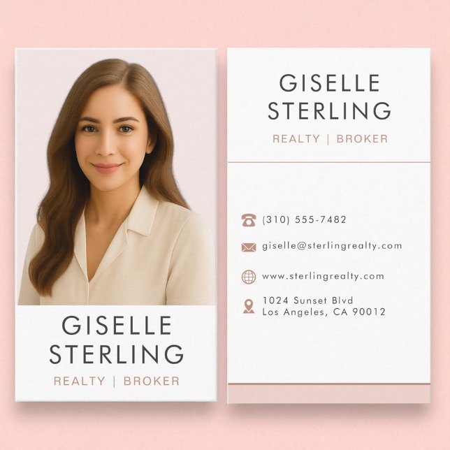 Blush Pink Real Estate Broker Professional Elegant Business Card (Creator Uploaded)