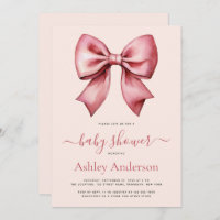 Blush Pink Red Bow Girl Baby Shower