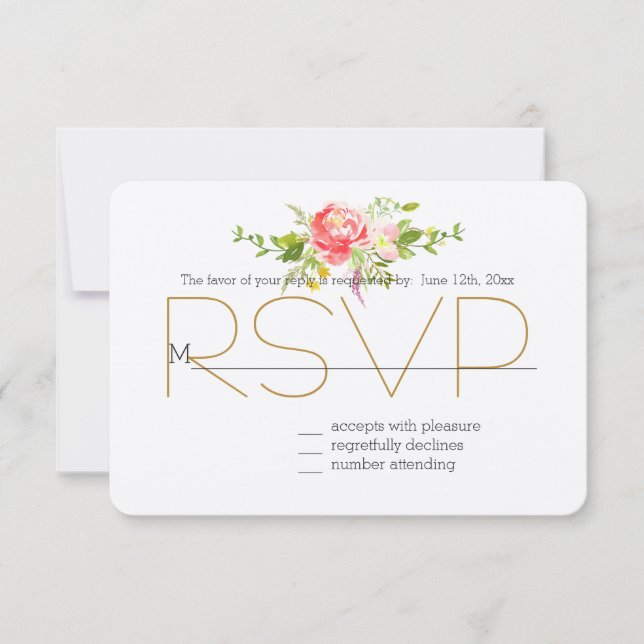 Blush Pink Red Floral RSVP (Front)