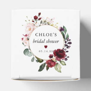Blush Pink Red Rose Floral Bridal Shower Favour Box