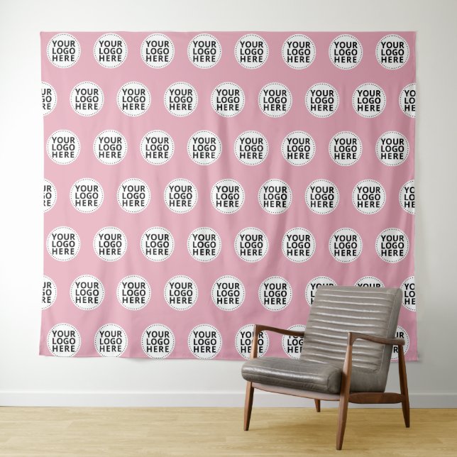 Blush Pink Repeating Business Logo Tapestry (In Situ (Horizontal))