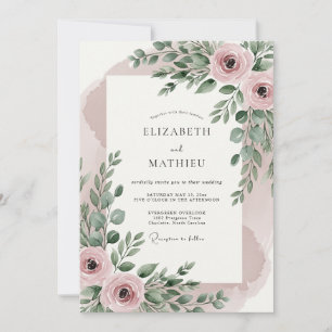 Blush Pink Resplendent Botanical Wedding Invitation