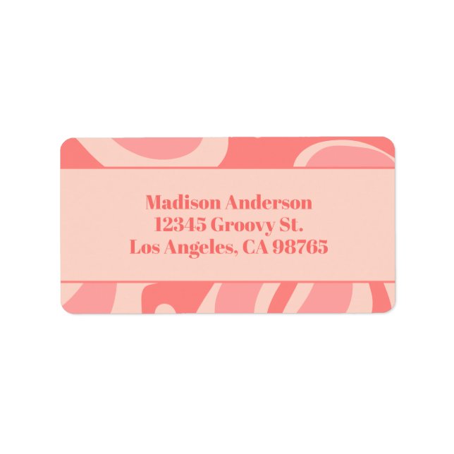 Blush Pink Retro Abstract Swirl Pattern Label (Front)