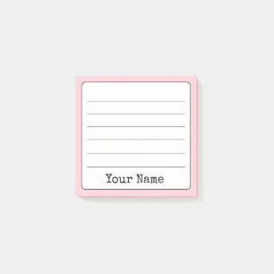 Blush Pink Retro Add Your Name Lined  Post-it Notes