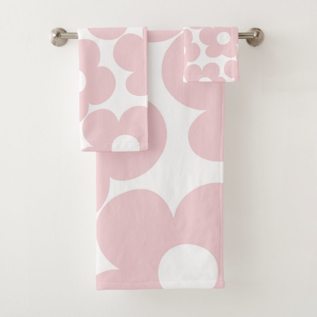 Blush Pink Retro Daisies #1 #decor #art Bath Towel Set (Insitu)
