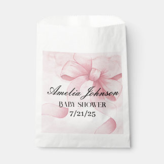 Blush Pink Ribbon Coquette Girl Baby Shower Favour Bags