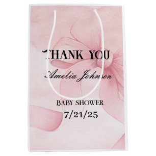 Blush Pink Ribbon Coquette Girl baby Shower Medium Gift Bag