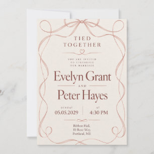 Blush Pink Ribbon Wedding Invitation