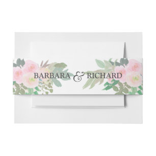 Blush Pink Romantic Floral Invitation Belly Band