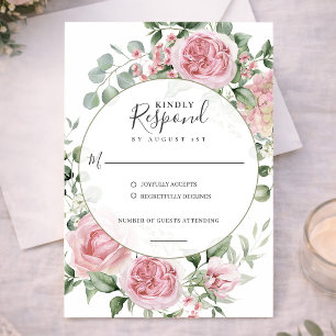 Blush Pink Romantic Floral Watercolor Wedding RSVP Card