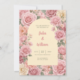 Blush Pink Romantic Floral Wedding Invitation