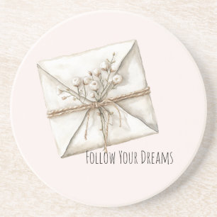 Blush Pink Romantic Flowers Envelope Dreams Coaster