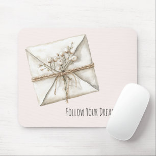 Blush Pink Romantic Flowers Envelope Dreams Mouse Pad